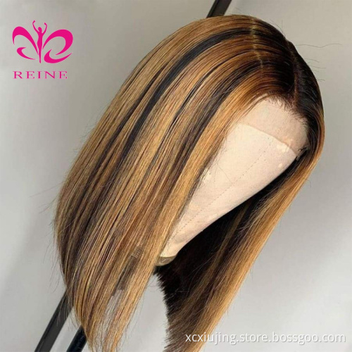 REINE #4/30, 27 Highlight Colored Pre Plucked Lace  Frontal Human Hair Wigs double drawn Vietnam human hair wig For Black Women